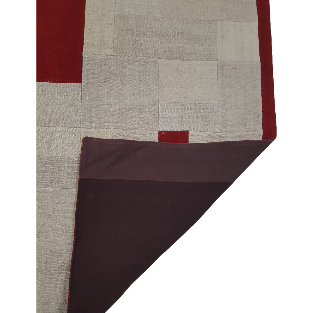 Pacific Patchwork 38129 Cream Burgundy Patchwork Hand Knotted Rug