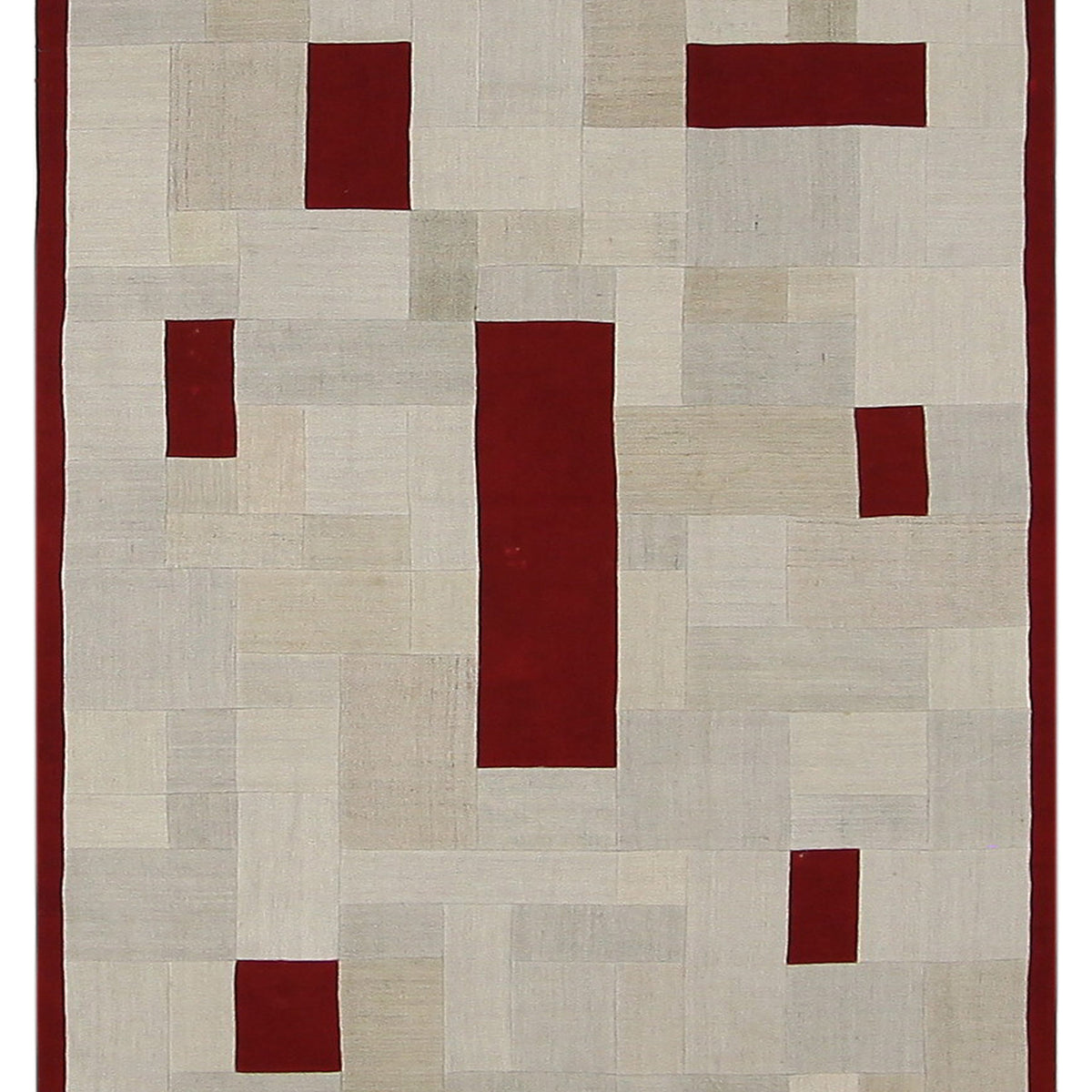 Pacific Patchwork  Cream Burgundy Patchwork