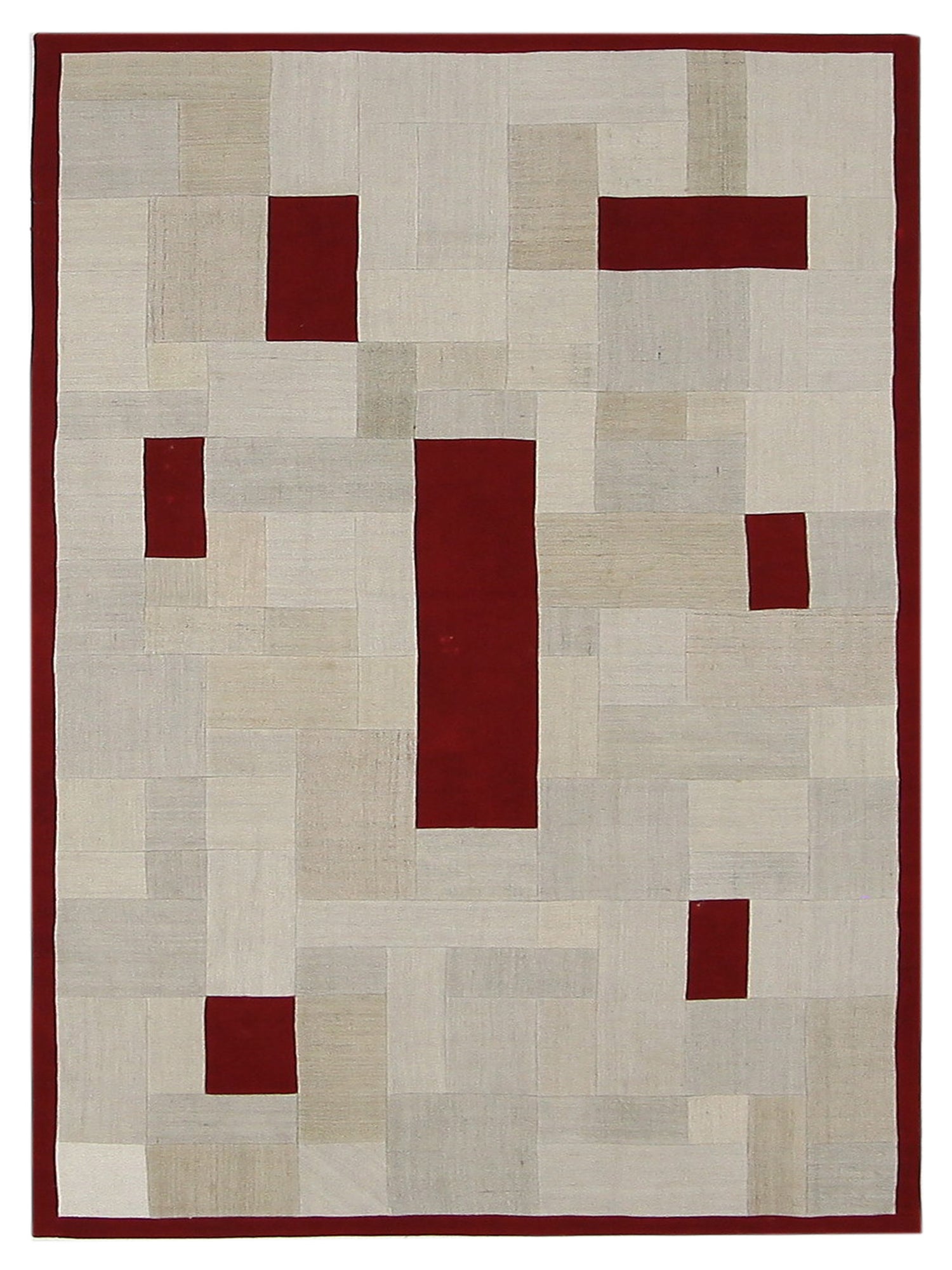 Pacific Patchwork  Cream Burgundy Patchwork