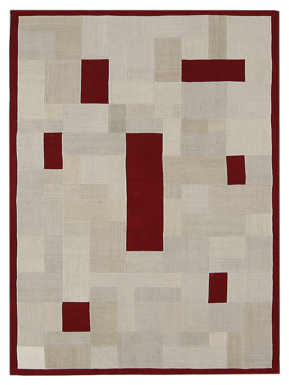 Pacific Patchwork  Cream Burgundy Patchwork