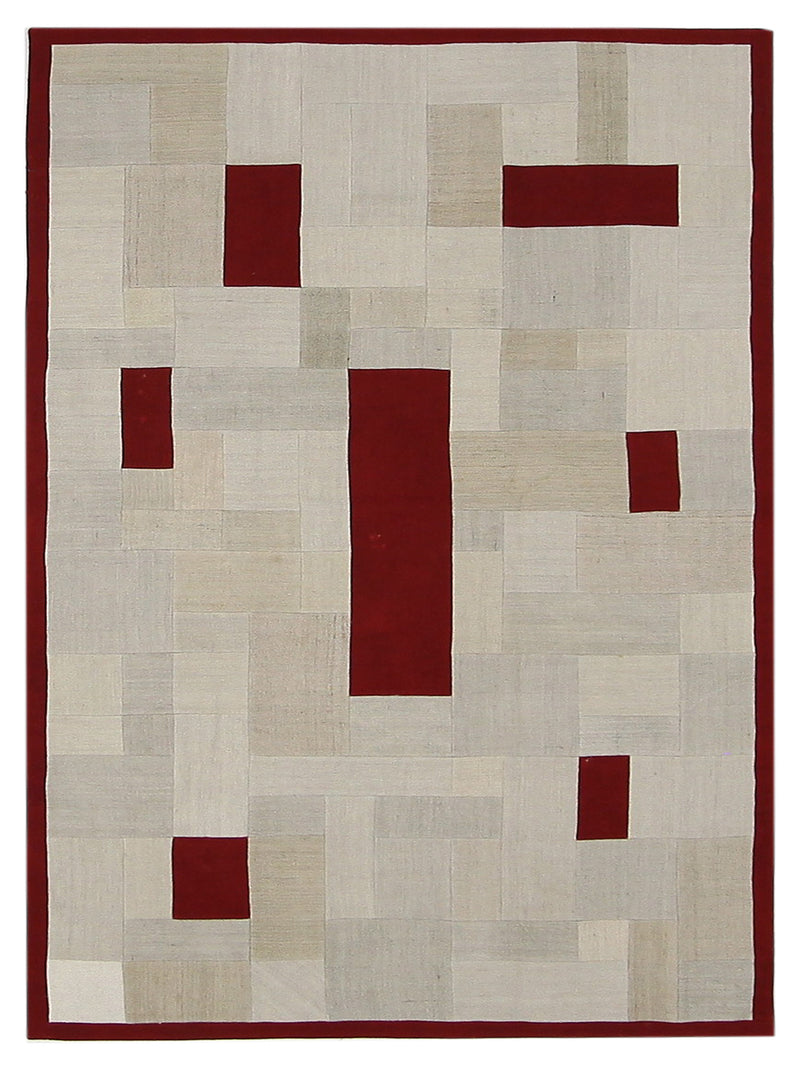 Pacific Patchwork  Cream Burgundy Patchwork