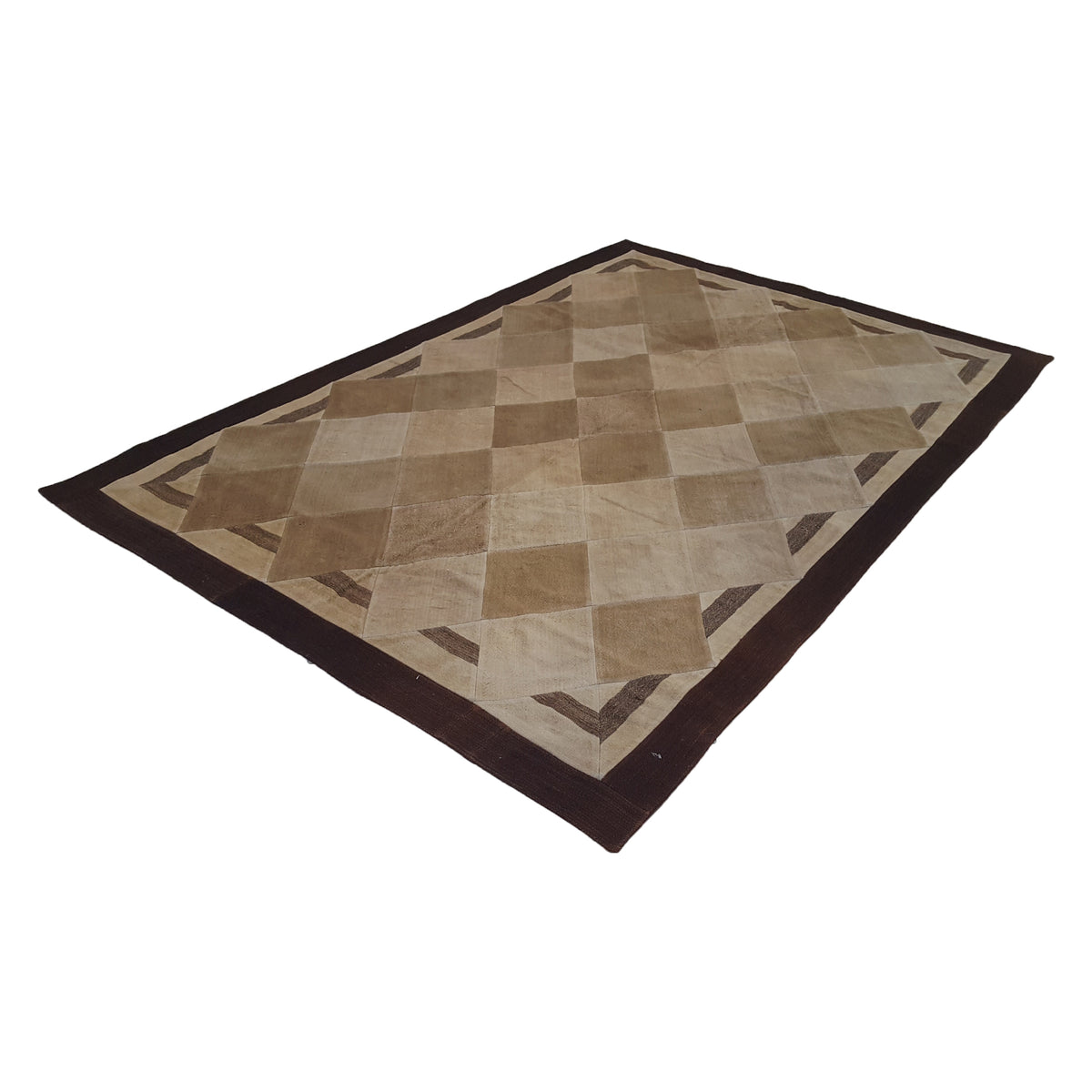 Pacific Patchwork 38136 Cream Burgundy Patchwork Hand Knotted Rug