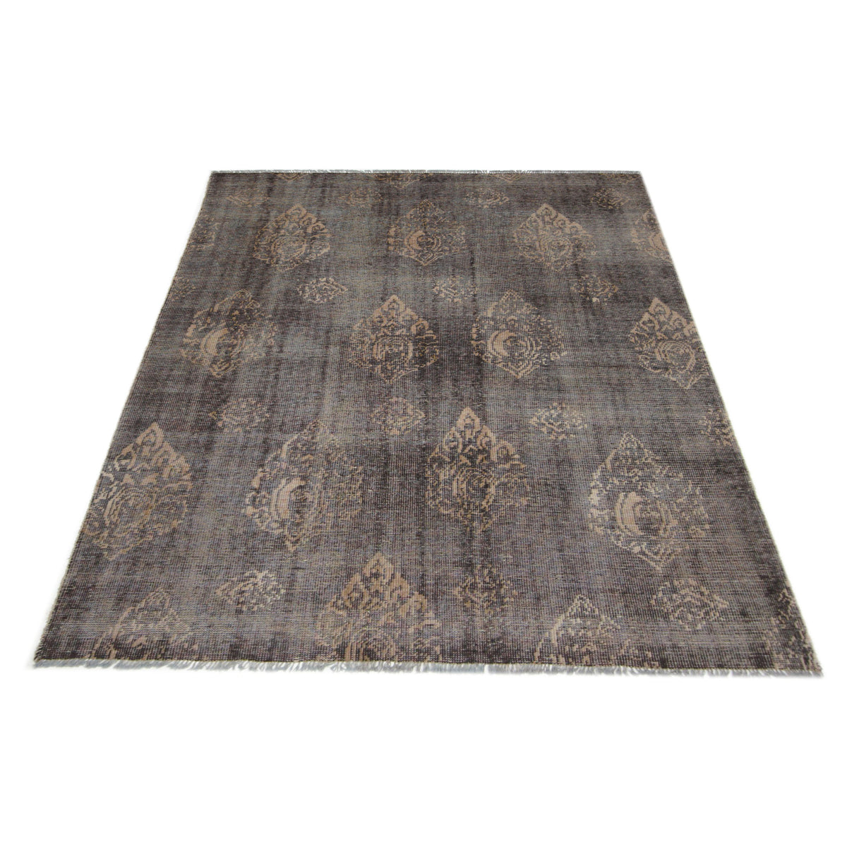 Pacific Vintage Revival 39262 Grey Beige Vintage Hand Knotted Rugs