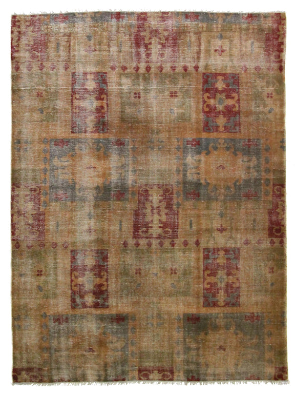 Pacific Vintage Revival 39265 Brown Multi Vintage Hand Knotted Rugs ...