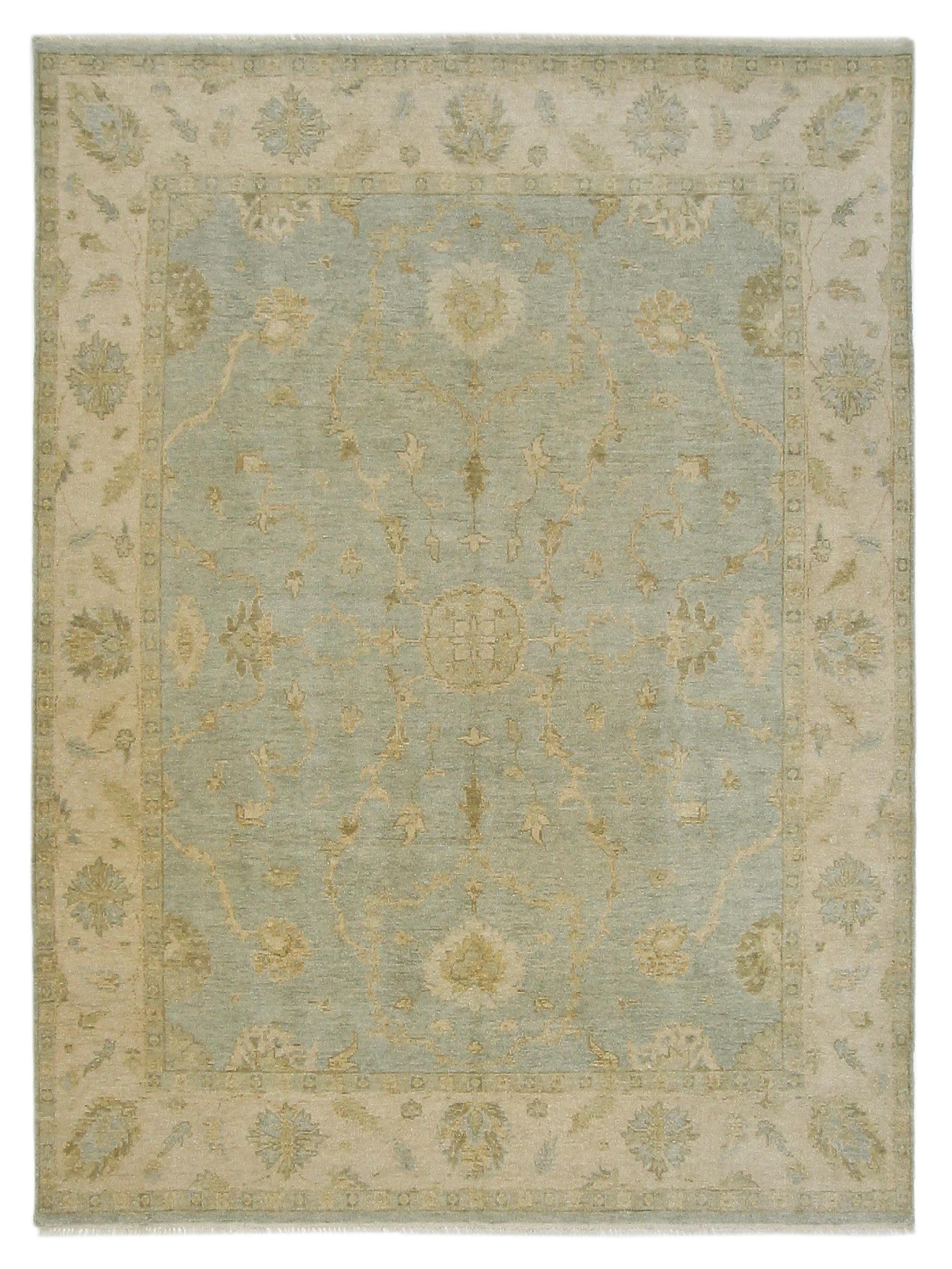 Pacific Angora 39277 Lt.Blue Cream Traditional Hand Knotted Rug ...