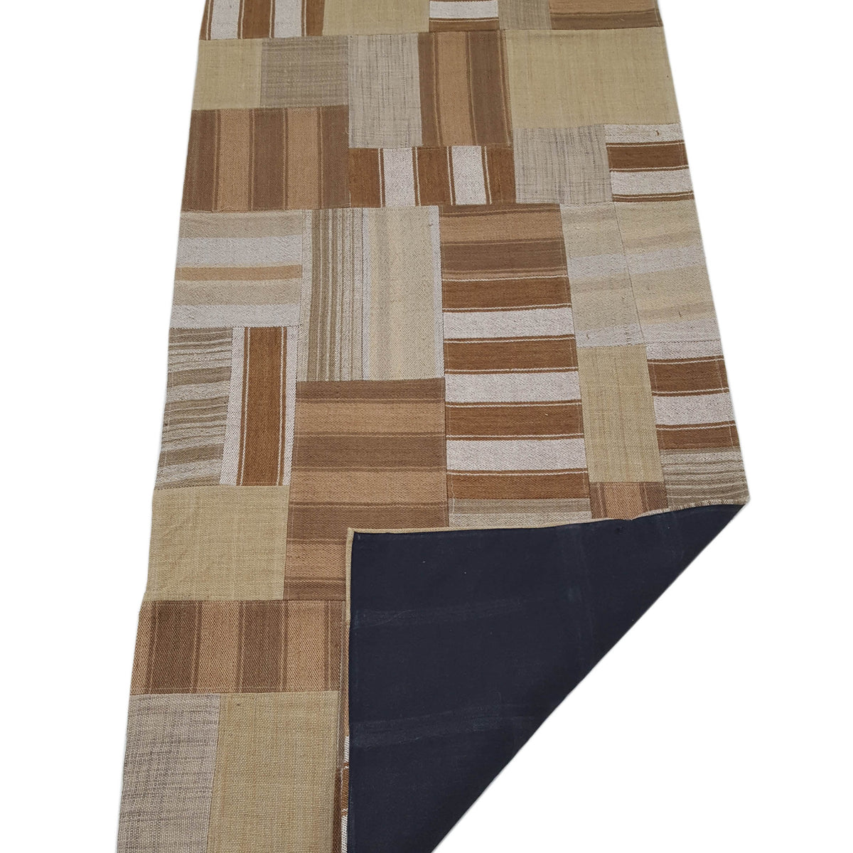 Pacific Patch Flatweave 39320 Brown Beige Patchwork Hand Knotted Rug
