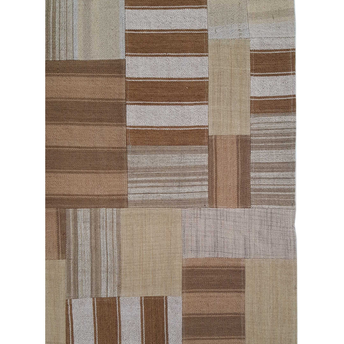 Pacific Patch Flatweave 39320 Brown Beige Patchwork Hand Knotted Rug