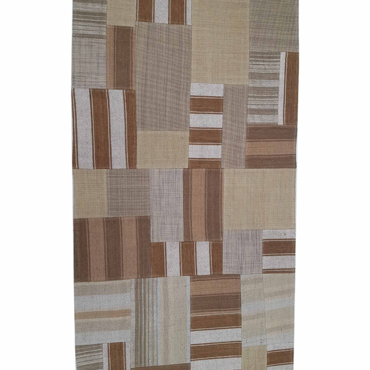 Pacific Patch Flatweave 39320 Brown Beige Patchwork Hand Knotted Rug