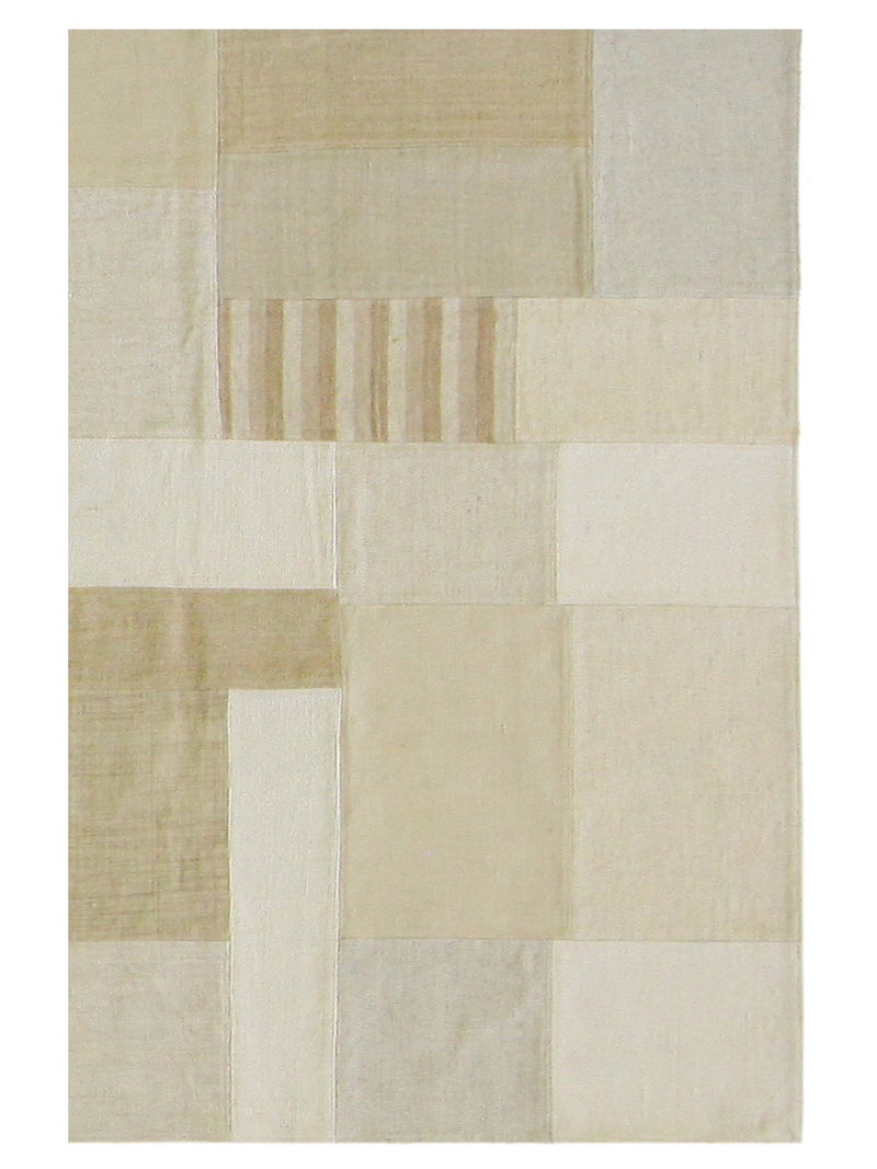 Pacific Patch Flatweave 39336 Ivory Beige Patchwork Hand Knotted Rug