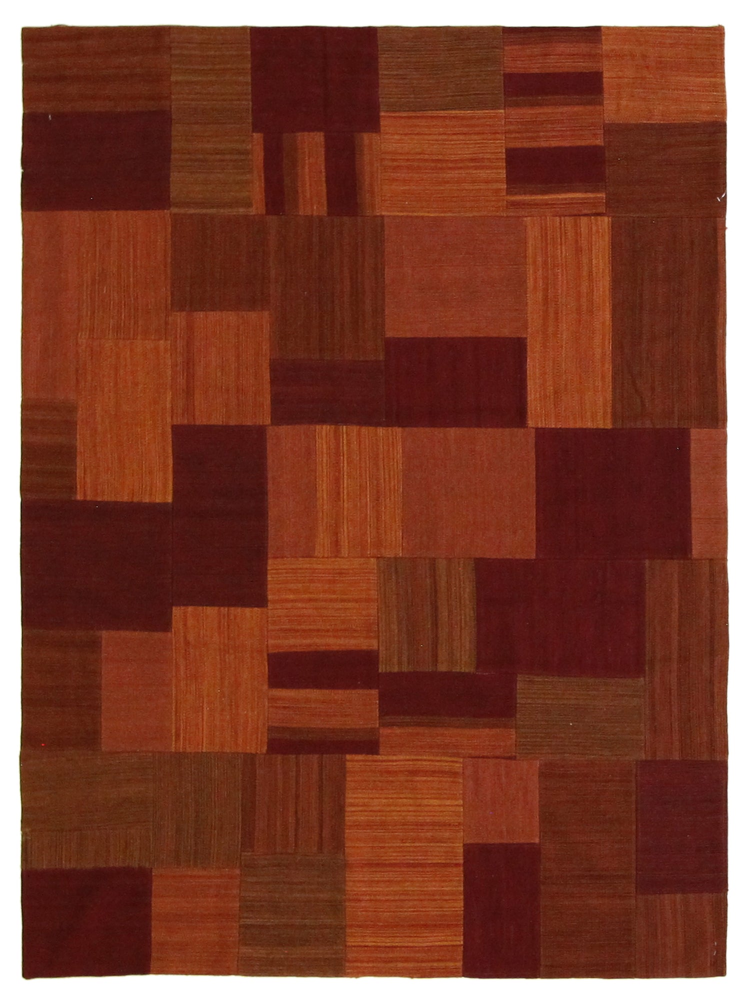 Pacific Patch Flatweave  Rust Orange Patchwork