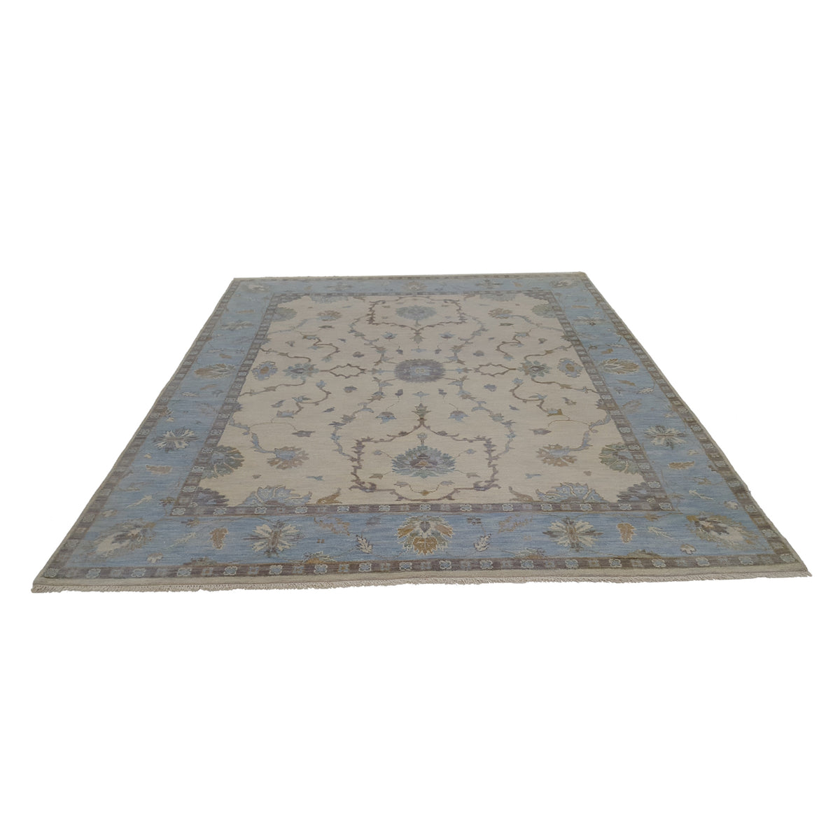 Pacific Angora 39483 Ivory Blue Traditional Hand Knotted Rug