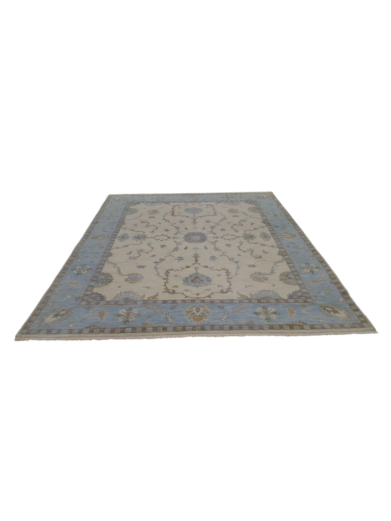 Pacific Angora 39483 Ivory Blue Traditional Hand Knotted Rug