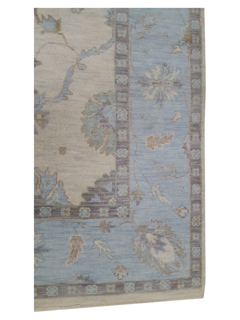 Pacific Angora 39483 Ivory Blue Traditional Hand Knotted Rug