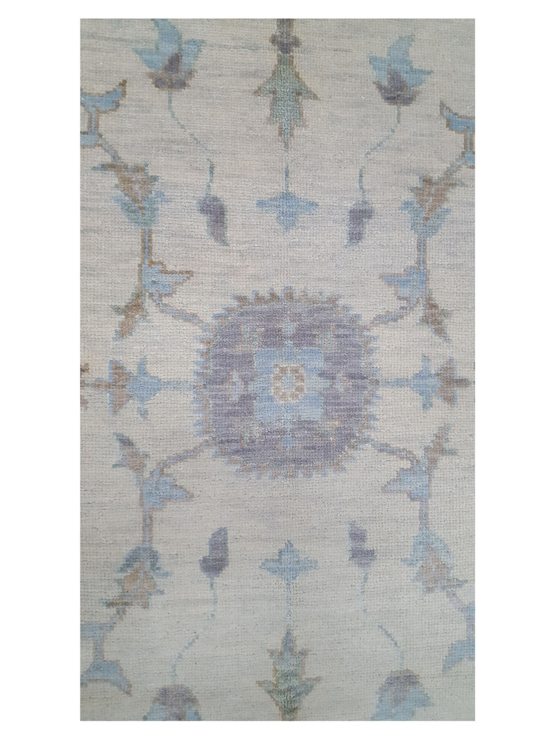 Pacific Angora 39483 Ivory Blue Traditional Hand Knotted Rug