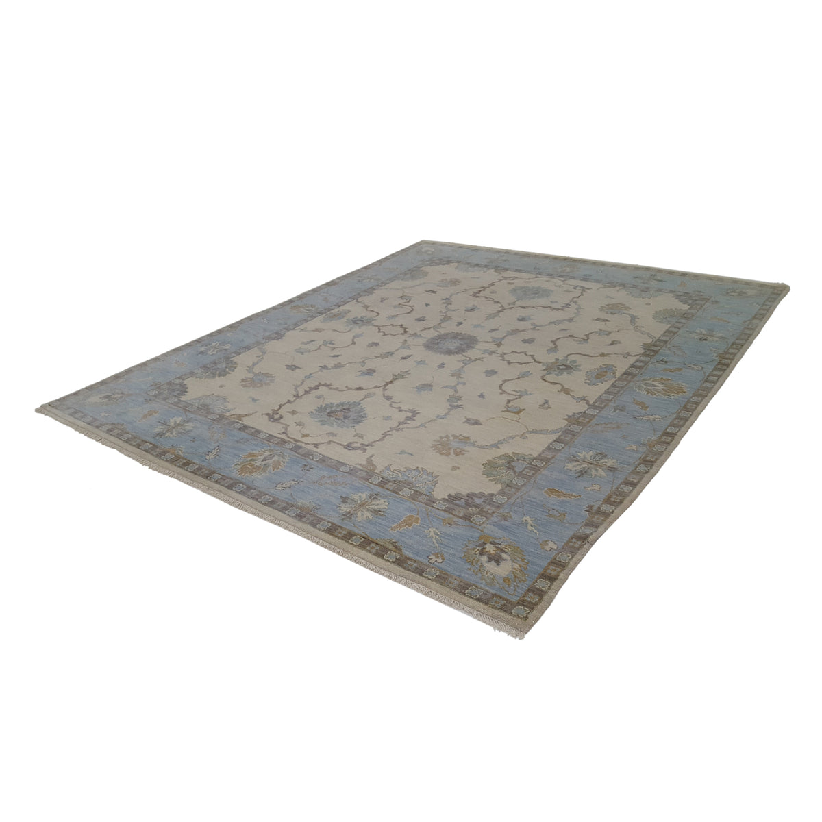 Pacific Angora 39483 Ivory Blue Traditional Hand Knotted Rug