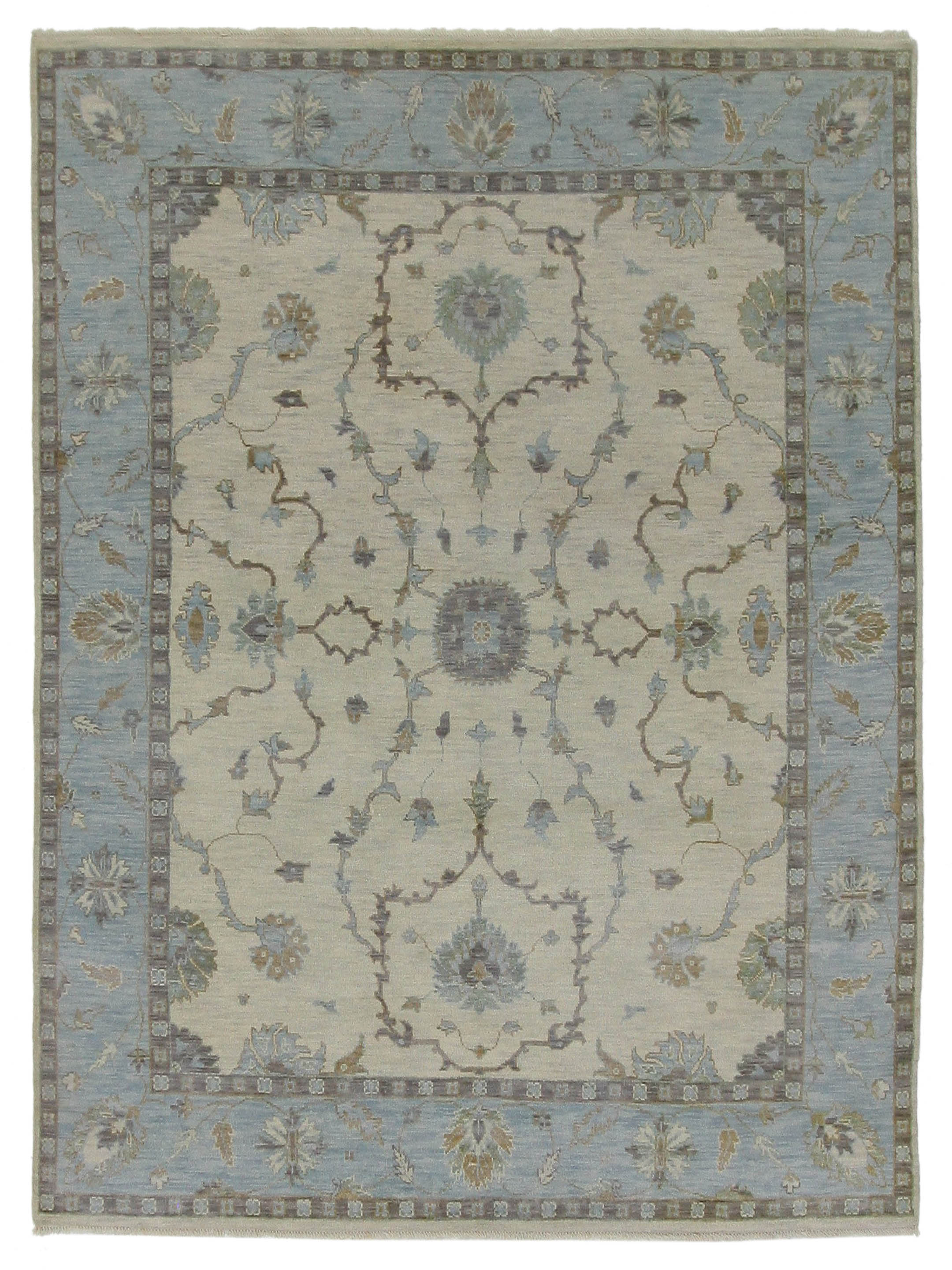 Pacific Angora 39483 Ivory Blue Traditional Hand Knotted Rug – Pacific Rugs