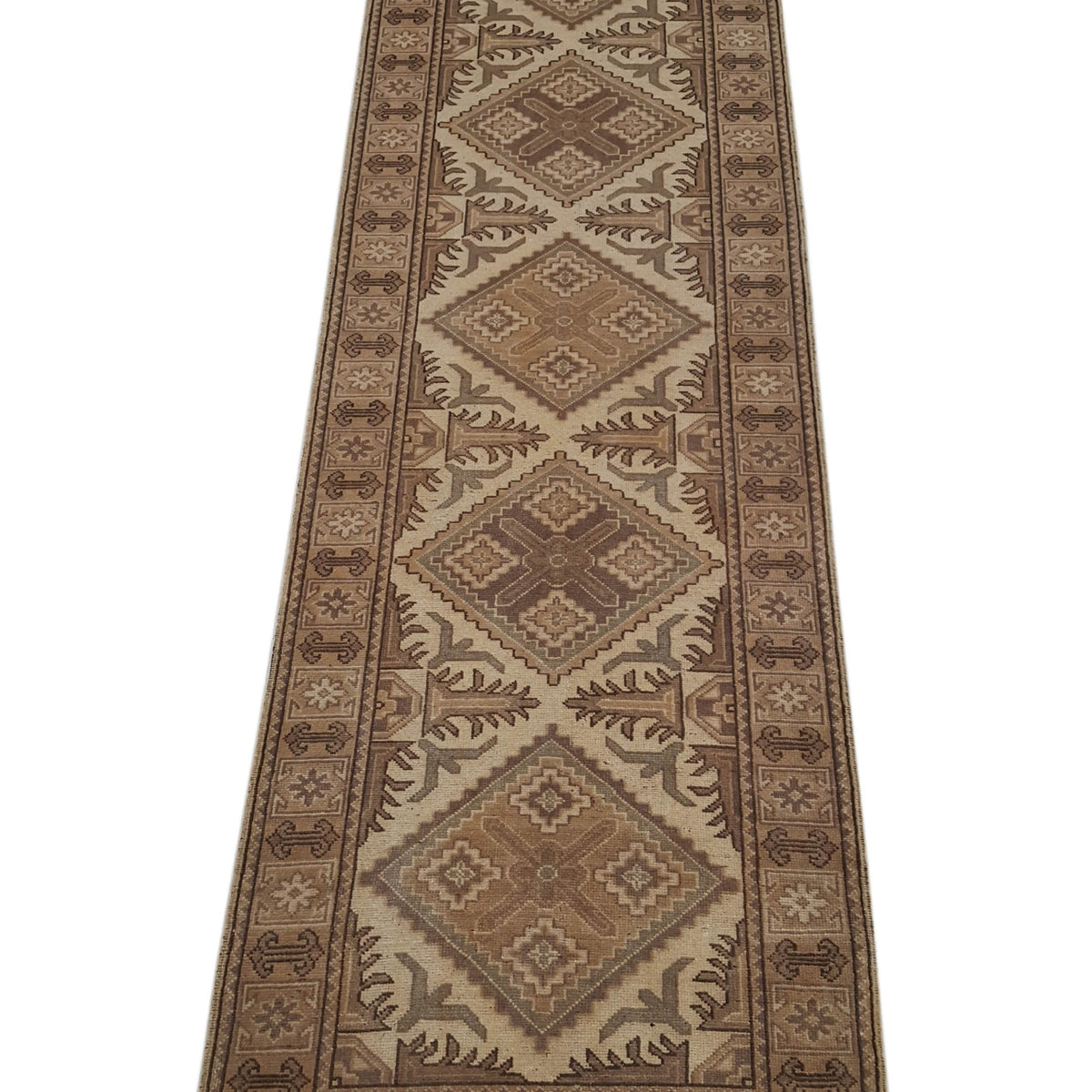 Pacific Shirvan 39486 Ivory Lt.Brown Traditional Hand Knotted Rug