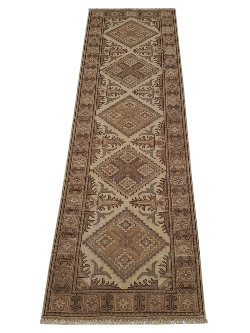 Pacific Shirvan 39486 Ivory Lt.Brown Traditional Hand Knotted Rug