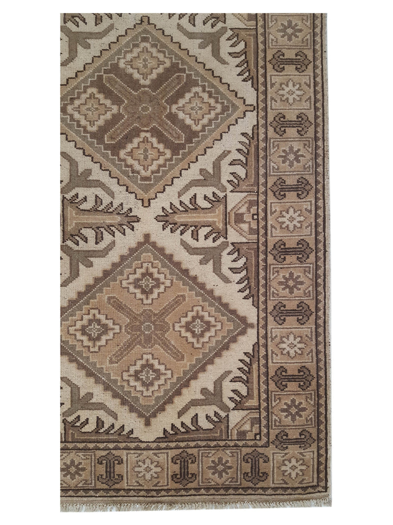 Pacific Shirvan 39486 Ivory Lt.Brown Traditional Hand Knotted Rug