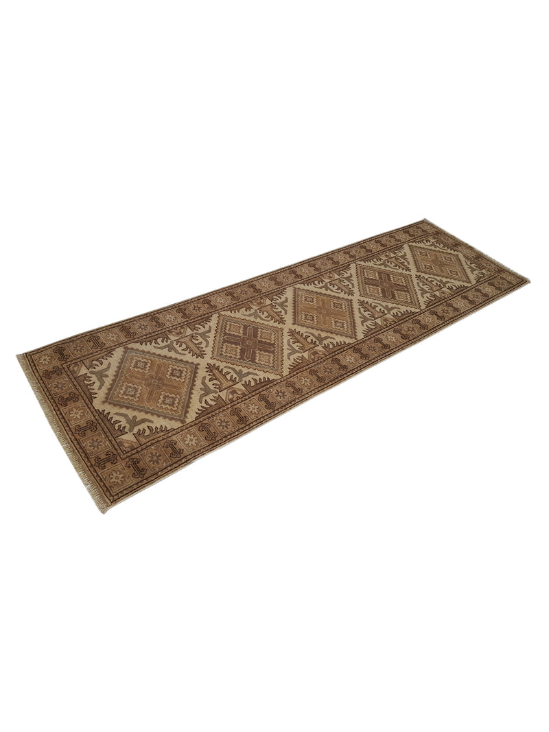 Pacific Shirvan 39486 Ivory Lt.Brown Traditional Hand Knotted Rug