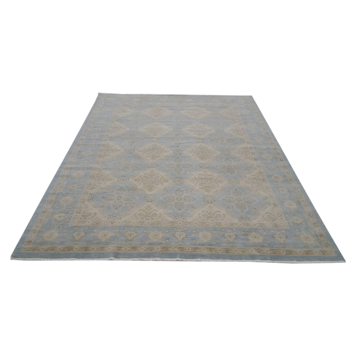 Pacific Khotan 39552 Aqua Aqua Transitional Hand Knotted Rug
