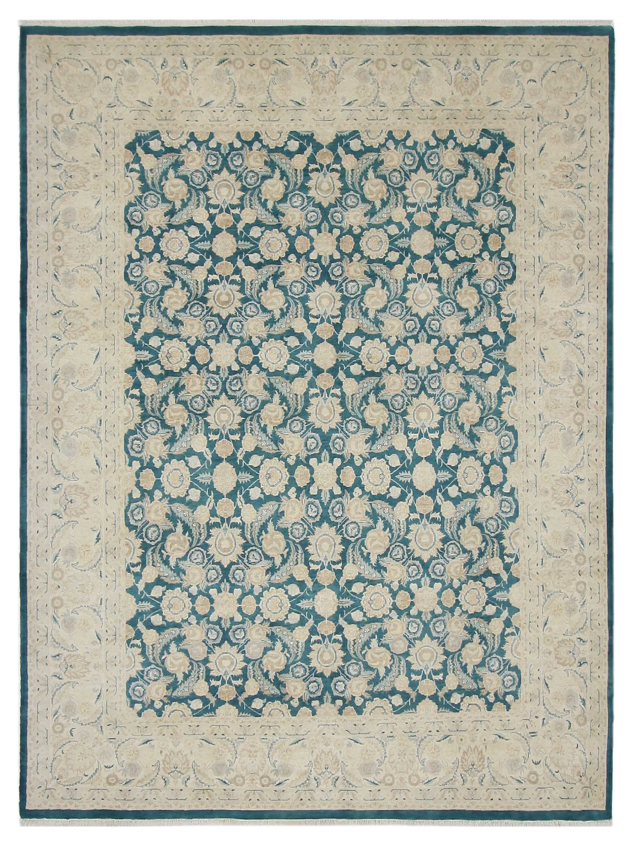 Pacific Classic 39604 Teal Ivory Traditional Hand Knotted Rug – Pacific ...