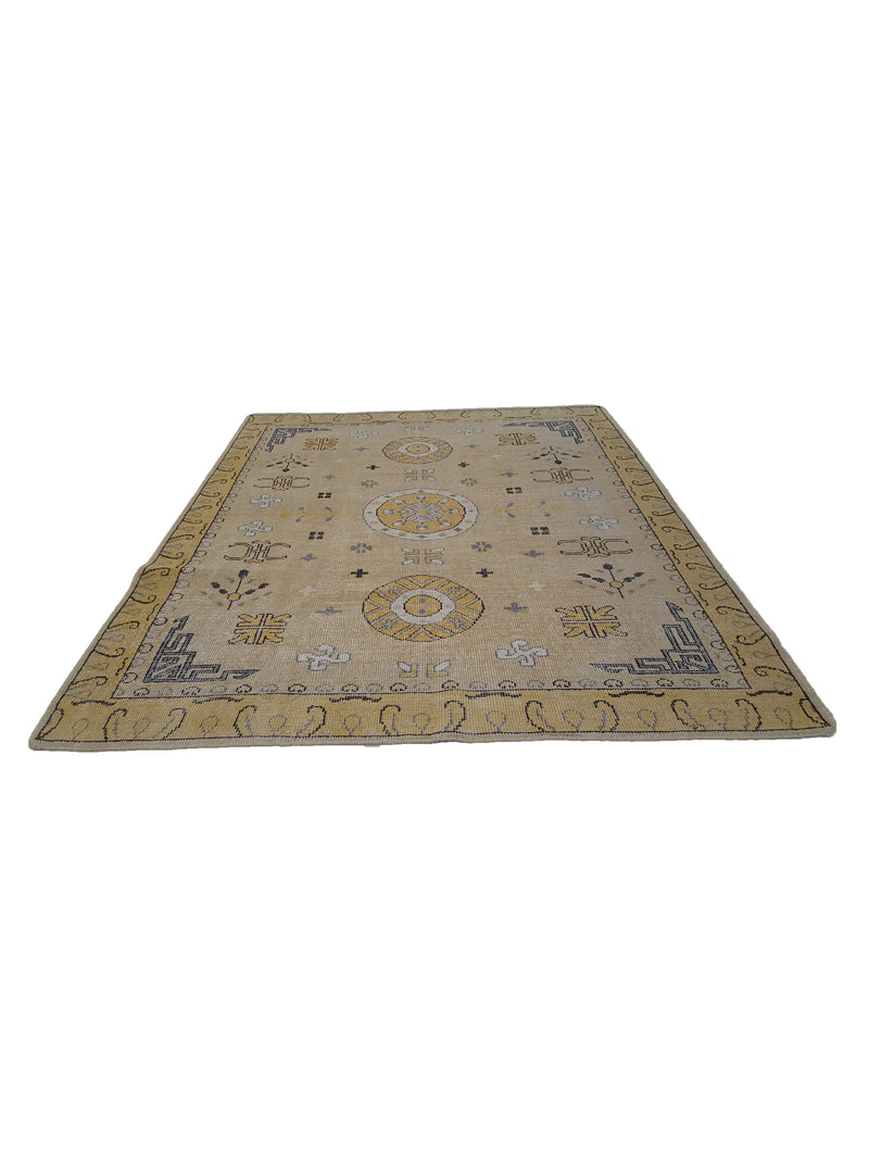 Pacific Vintage Khotan VKHG1 Beige Gold Vintage Hand Knotted Rug