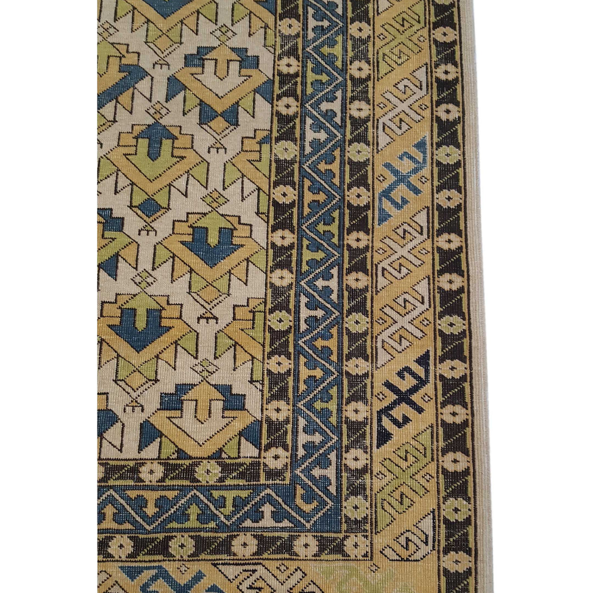 Pacific Caucasian 39792 Ivory Yellow Traditional Hand Knotted Rug