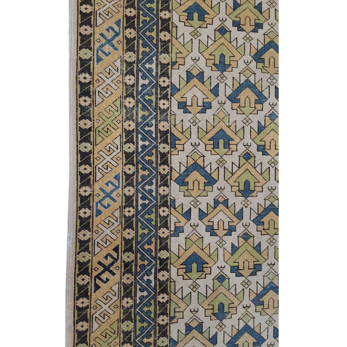 Pacific Caucasian 39792 Ivory Yellow Traditional Hand Knotted Rug