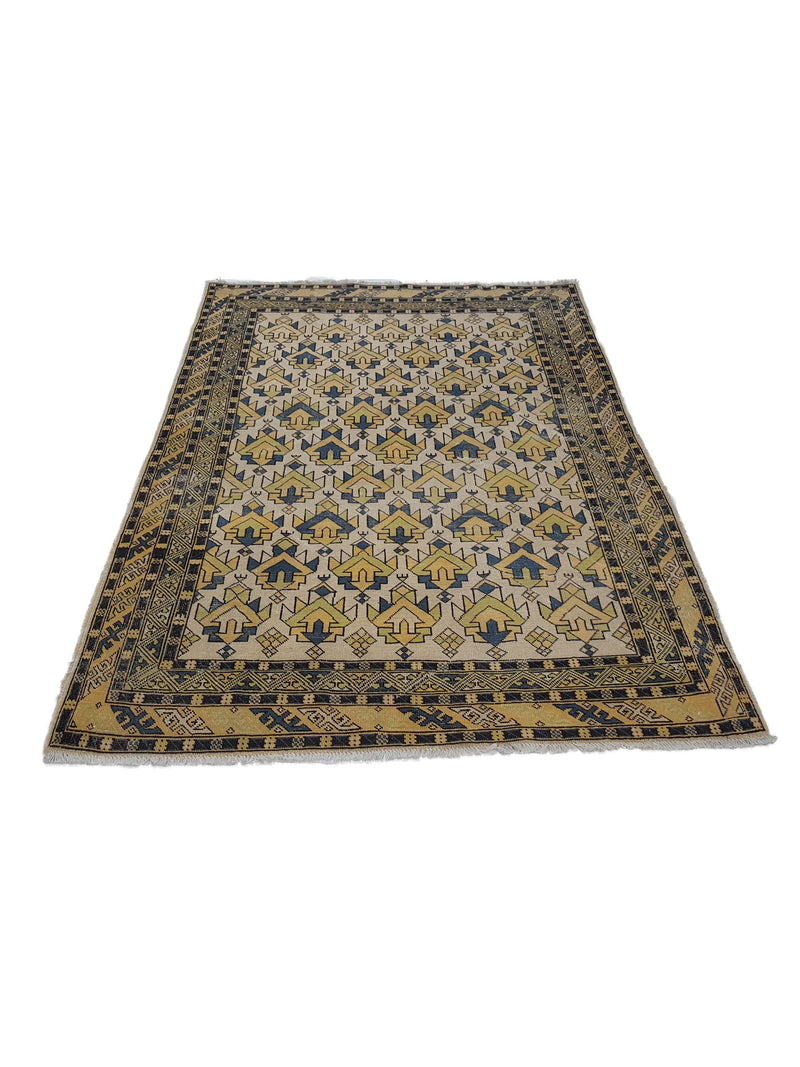 Pacific Caucasian 39793 Ivory Yellow Transitional Hand Knotted Rug
