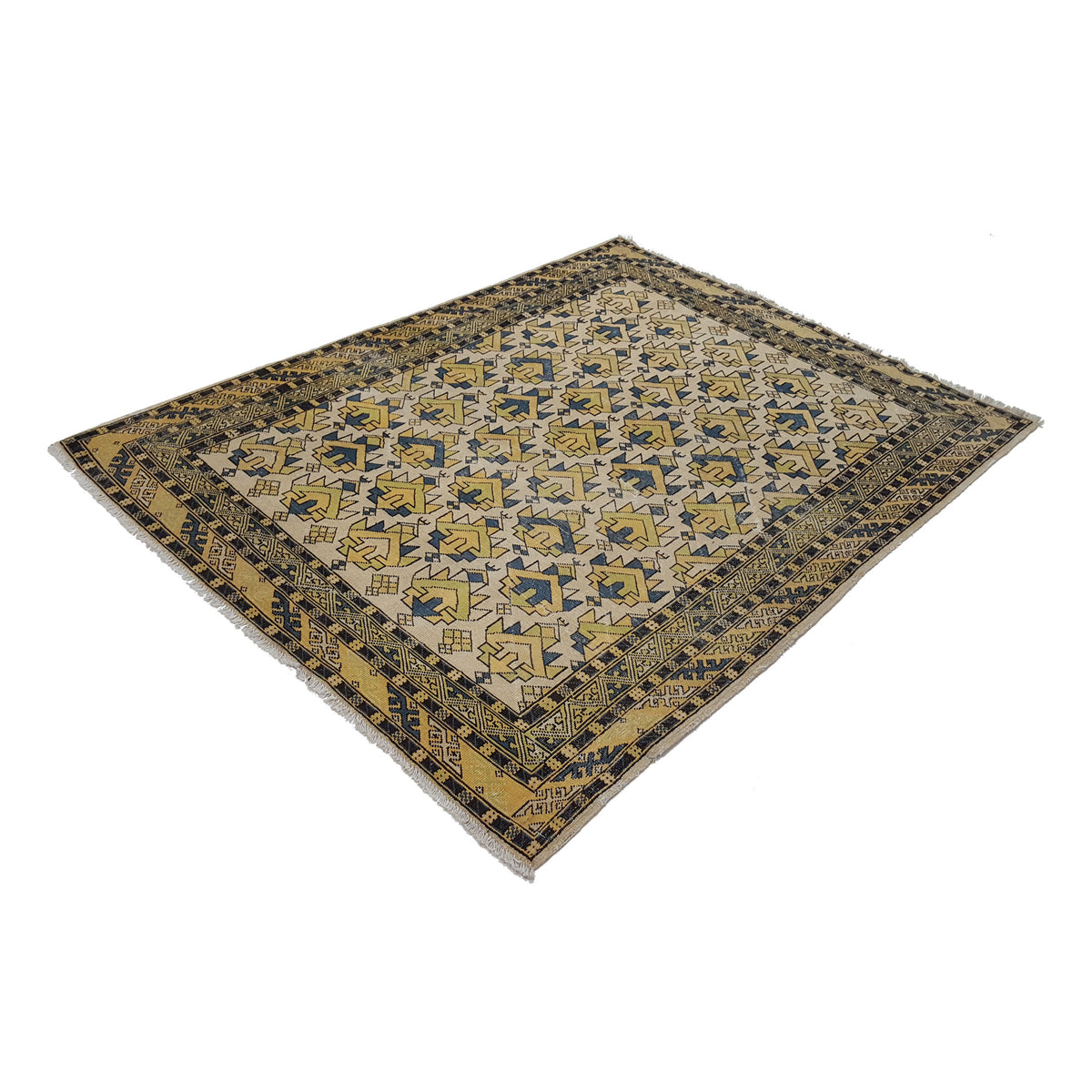 Pacific Caucasian 39793 Ivory Yellow Transitional Hand Knotted Rug