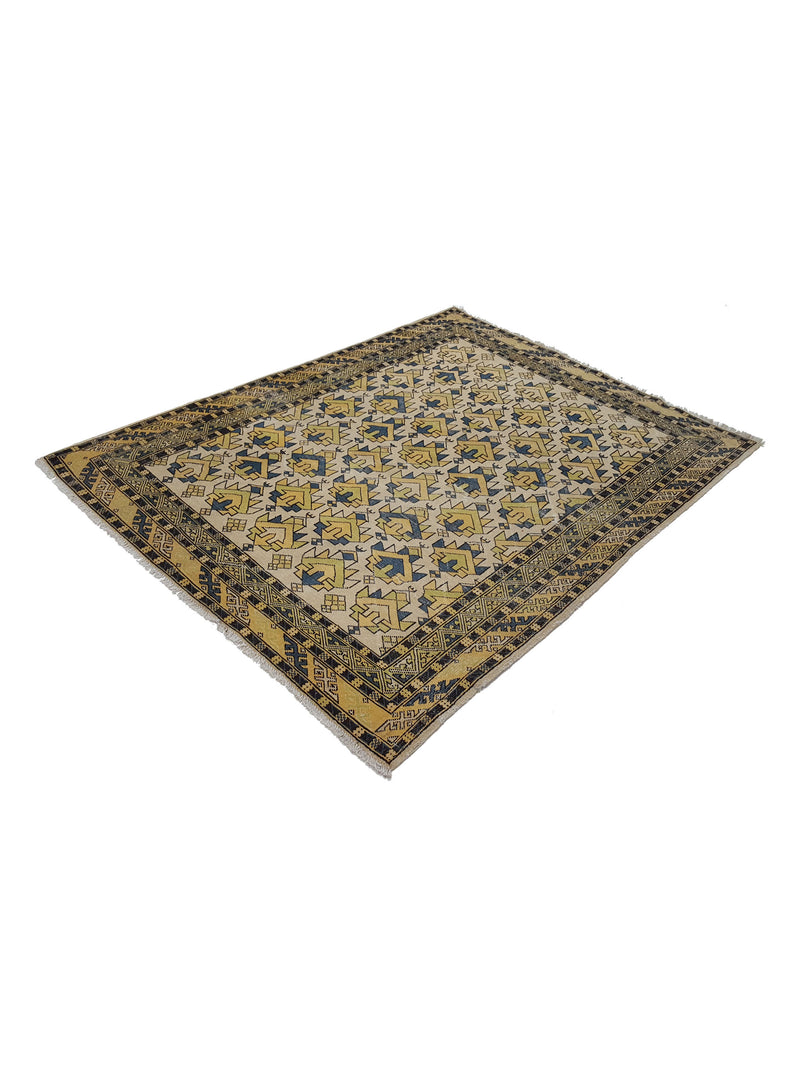 Pacific Caucasian 39793 Ivory Yellow Transitional Hand Knotted Rug