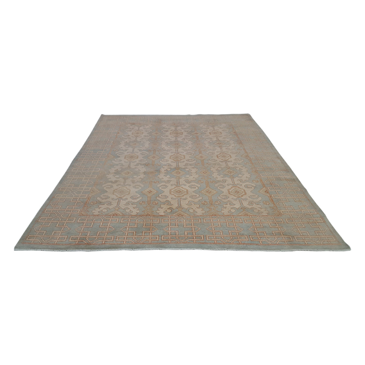 Pacific Khotan 39837 Ivory Ice Blue Transitional Hand Knotted Rug
