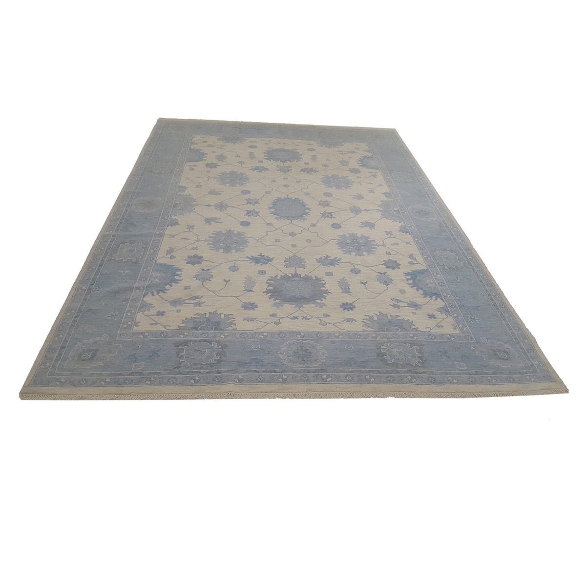 Pacific Angora 39907 Ivory Lt.Grey Traditional Hand Knotted Rug