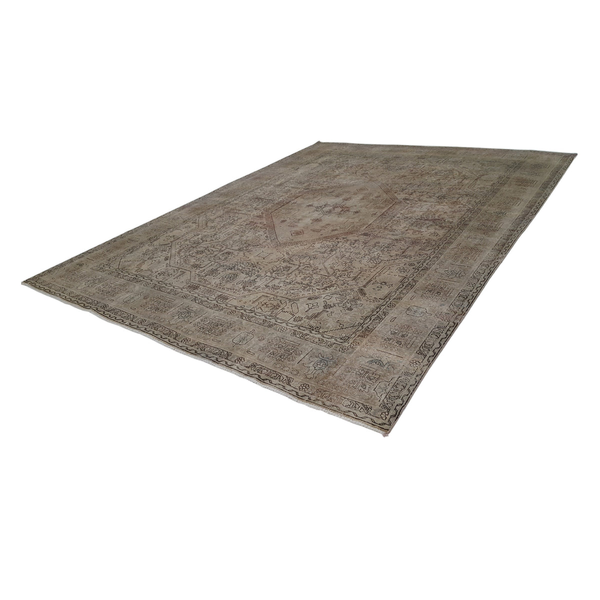 Pacific Vintage 39974 Camel Ivory Vintage Hand Knotted Rug