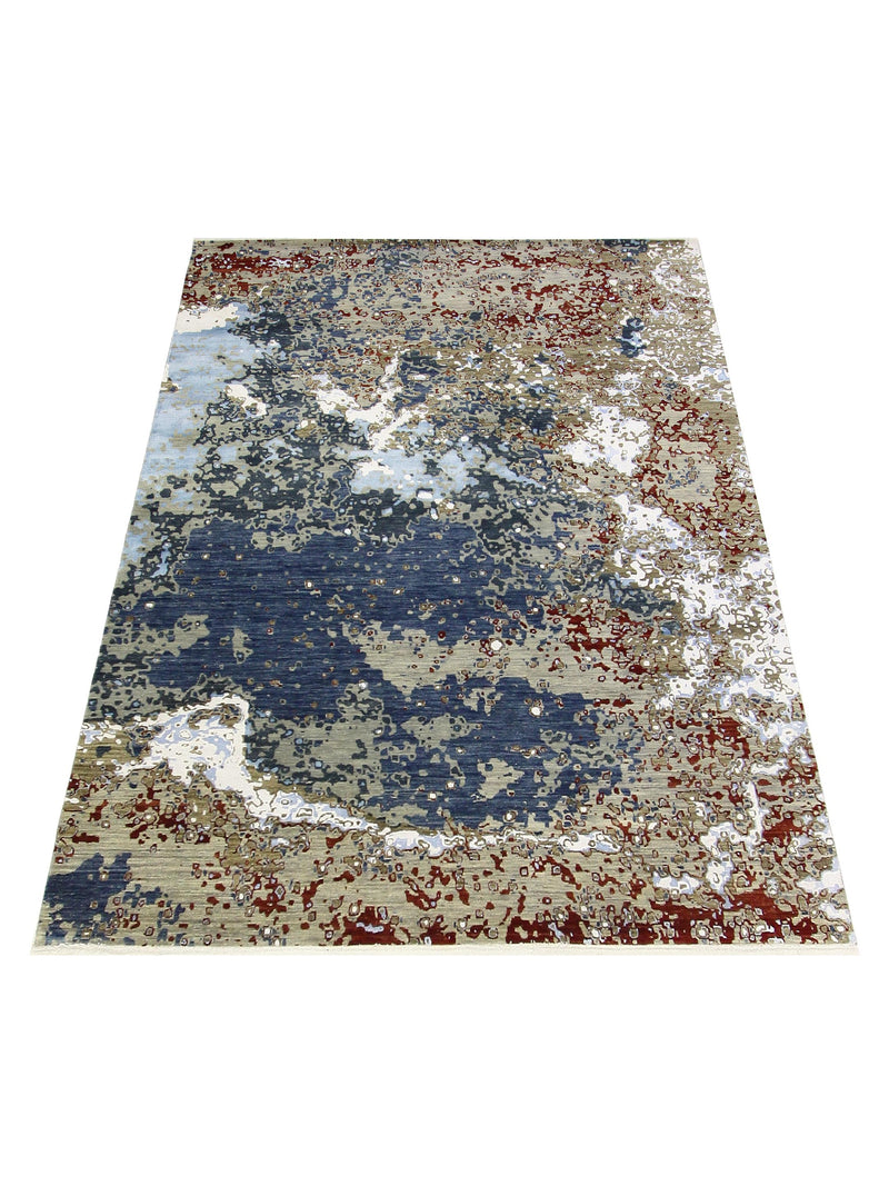 Pacific Galaxy 40057 Grey Blue Modern Hand Knotted Rug