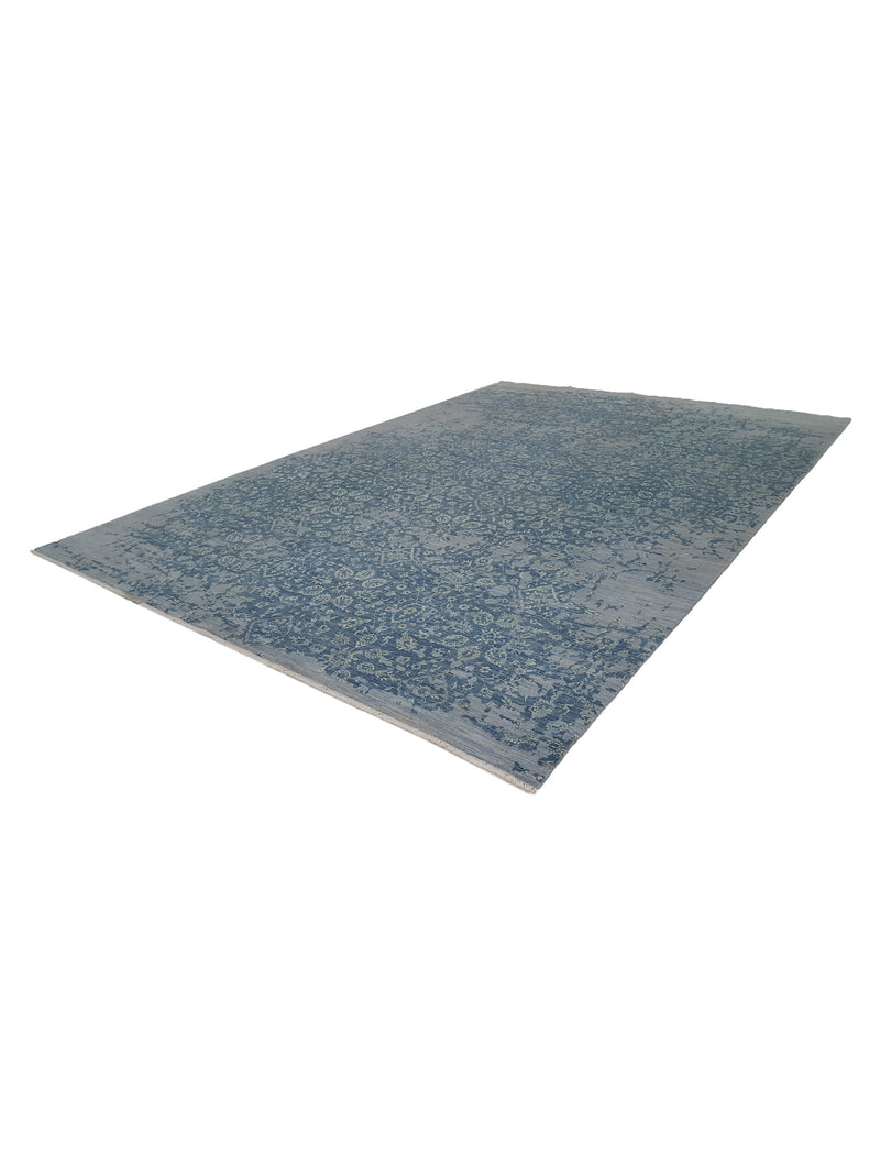 Pacific Erase 40061 Grey Blue Modern Hand Knotted Rug