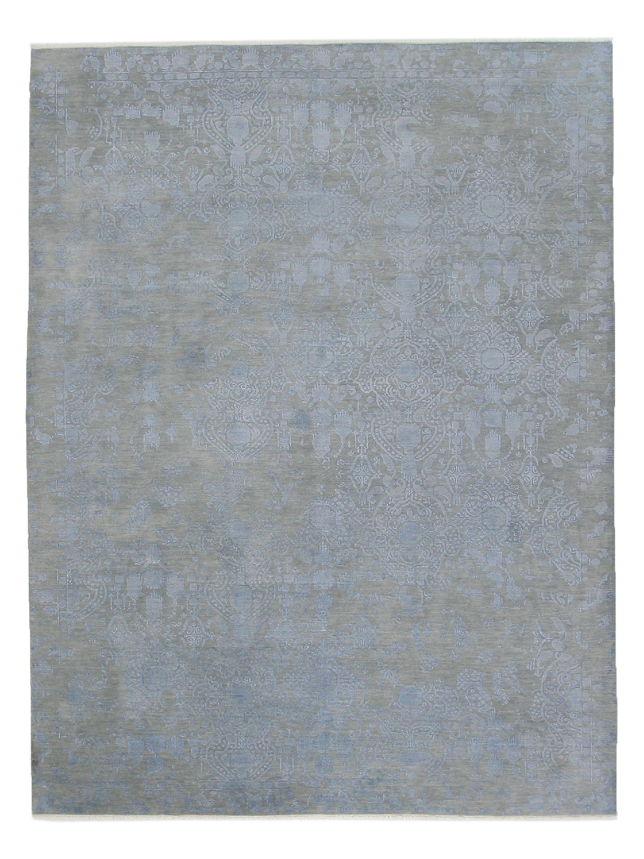 Pacific Erase 40119 Grey Blue Modern Hand Knotted Rug – Pacific Rugs