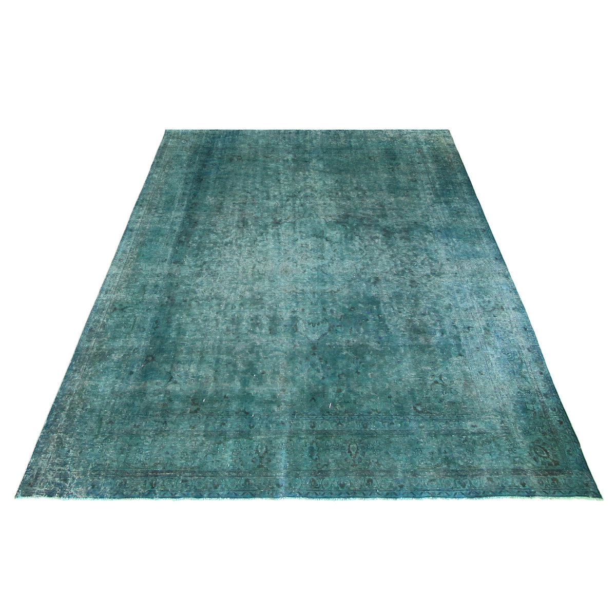 Pacific Overdyed 40184 Teal Teal Transitional Hand Knotted Rug