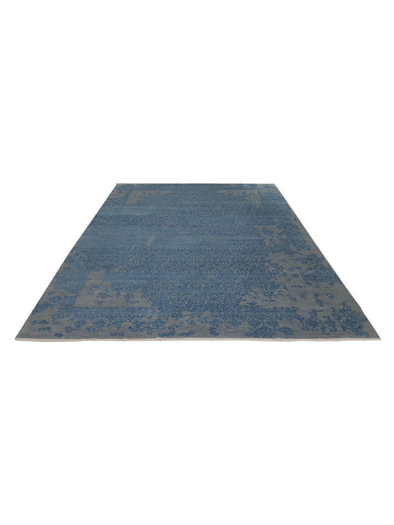 Pacific Erase 40213 Grey Blue Modern Hand Knotted Rug