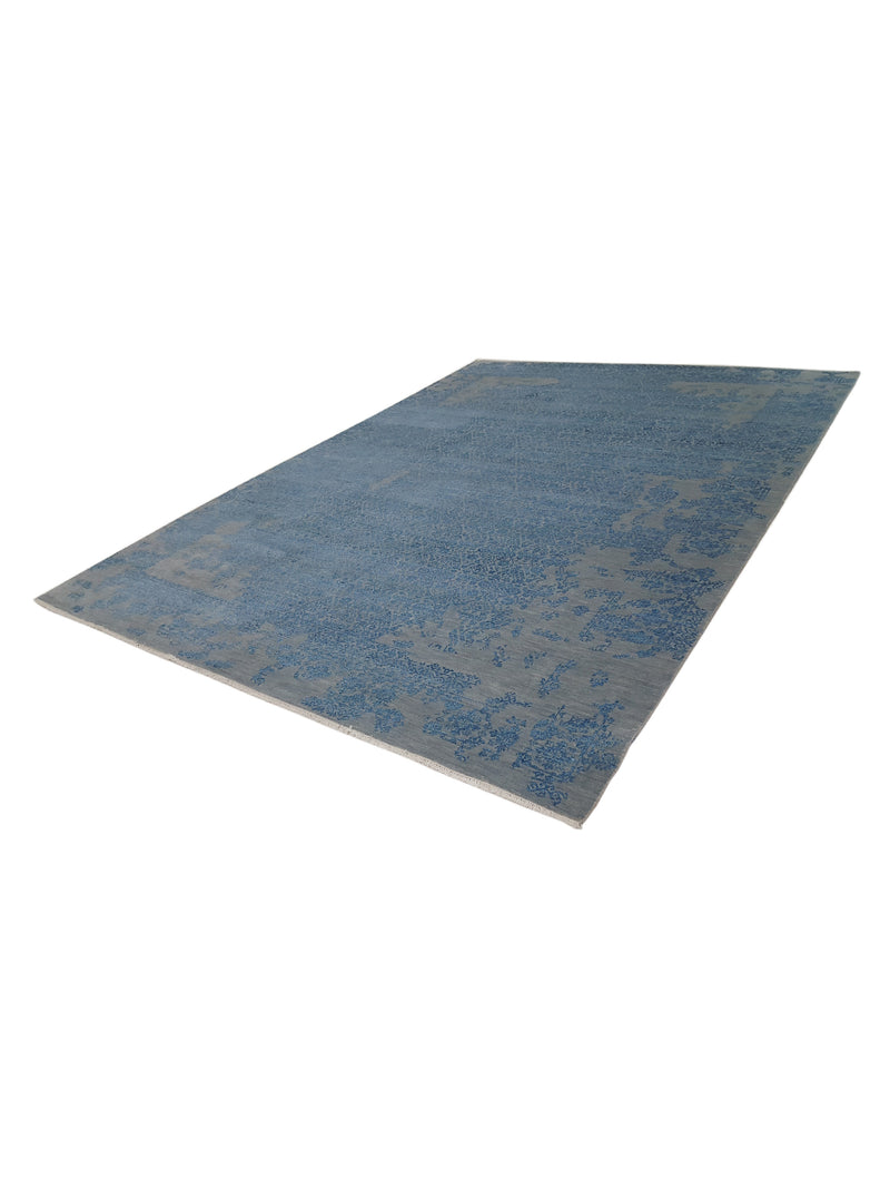 Pacific Erase 40213 Grey Blue Modern Hand Knotted Rug