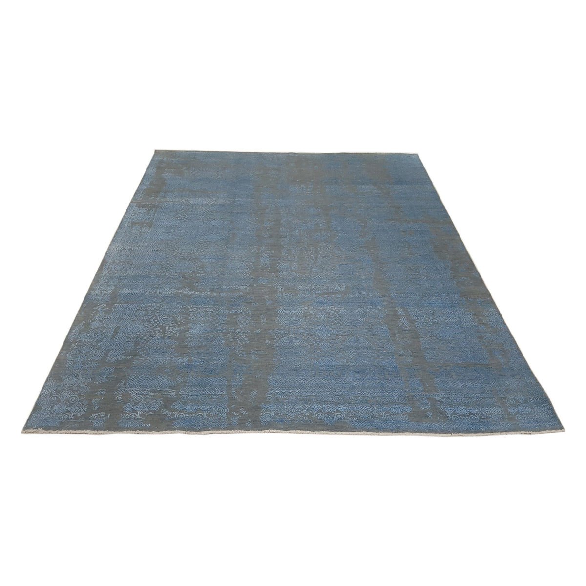 Pacific Erase 40215 Grey Blue Modern Hand Knotted Rug