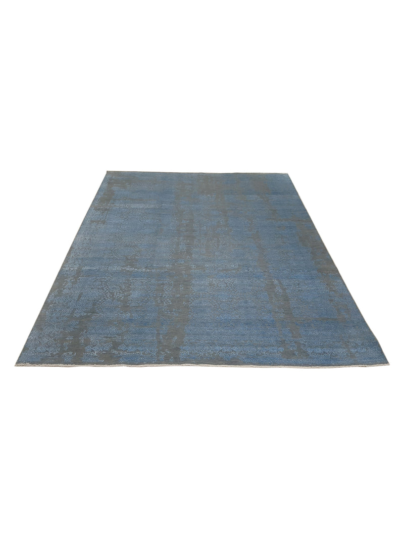 Pacific Erase 40215 Grey Blue Modern Hand Knotted Rug