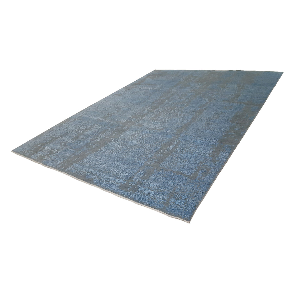 Pacific Erase 40215 Grey Blue Modern Hand Knotted Rug