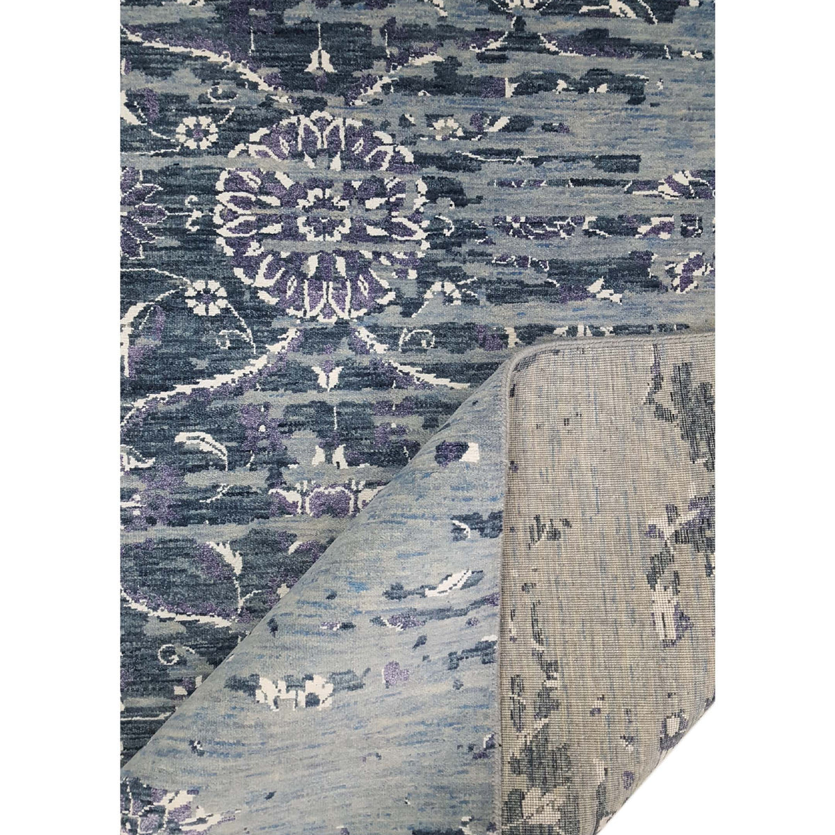 Pacific Erase 40235 Grey Jade Blue Modern Hand Knotted Rug