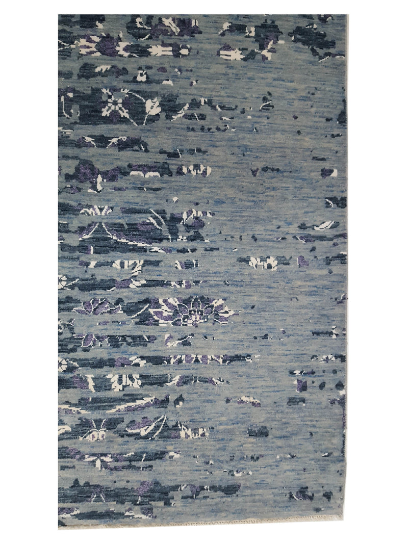 Pacific Erase 40235 Grey Jade Blue Modern Hand Knotted Rug