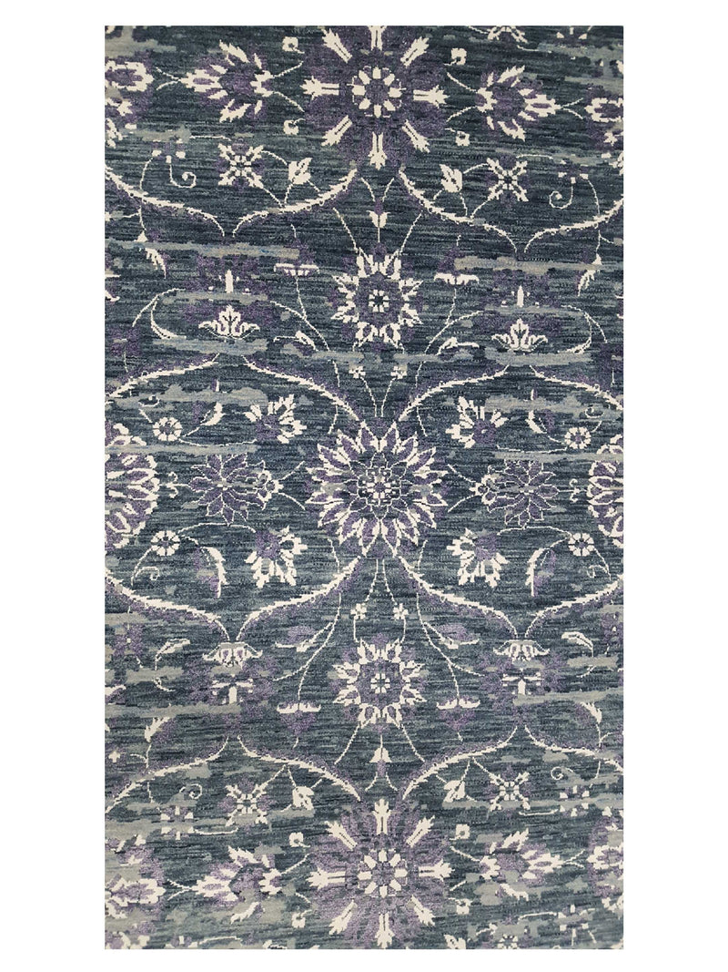 Pacific Erase 40235 Grey Jade Blue Modern Hand Knotted Rug