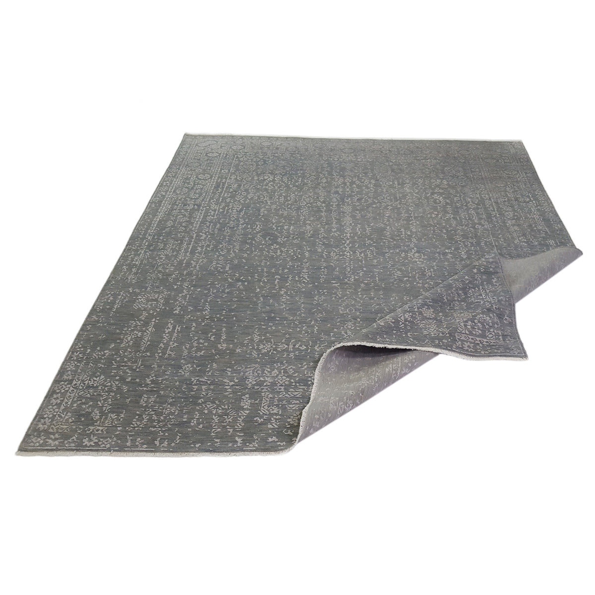 Pacific Erase 40257 Grey Silver Modern Hand Knotted Rug