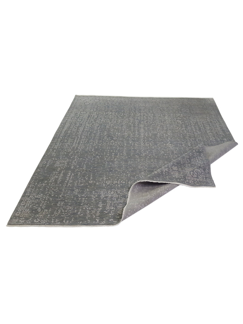 Pacific Erase 40257 Grey Silver Modern Hand Knotted Rug