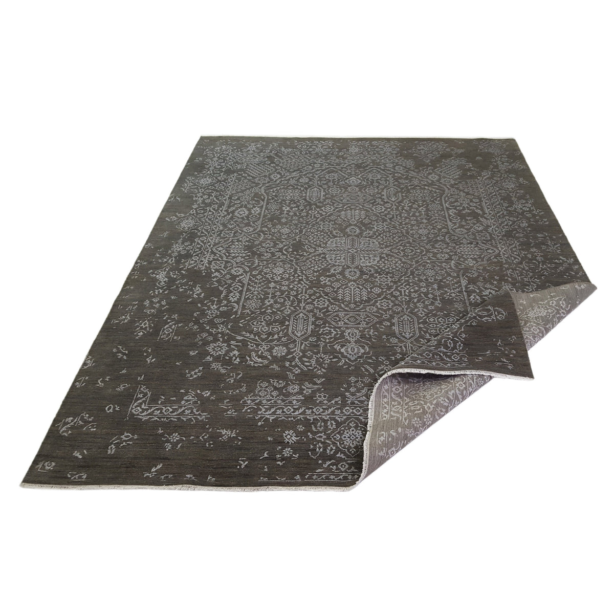 Pacific Erase 40265 Charcoal Silver Modern Hand Knotted Rug